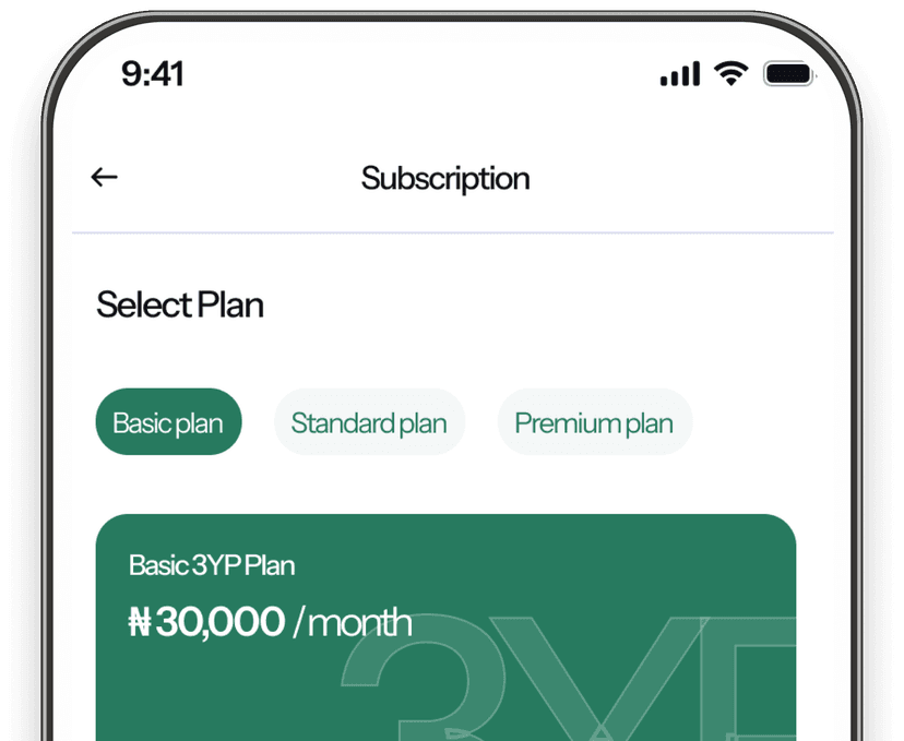 Subscription screen